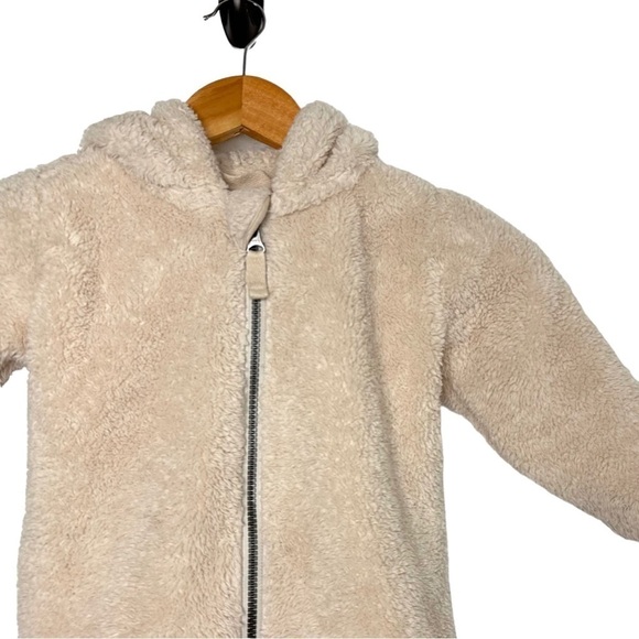 Hanna Andersson Toddler Plush Sherpa Teddy Bear Hoodie Jacket Sz 2T Oatmeal - Picture 3 of 5